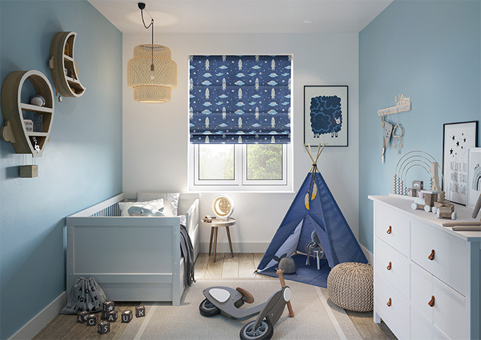 Blast Off, Celestial Blue - Motorised Roman Blind - Image 8